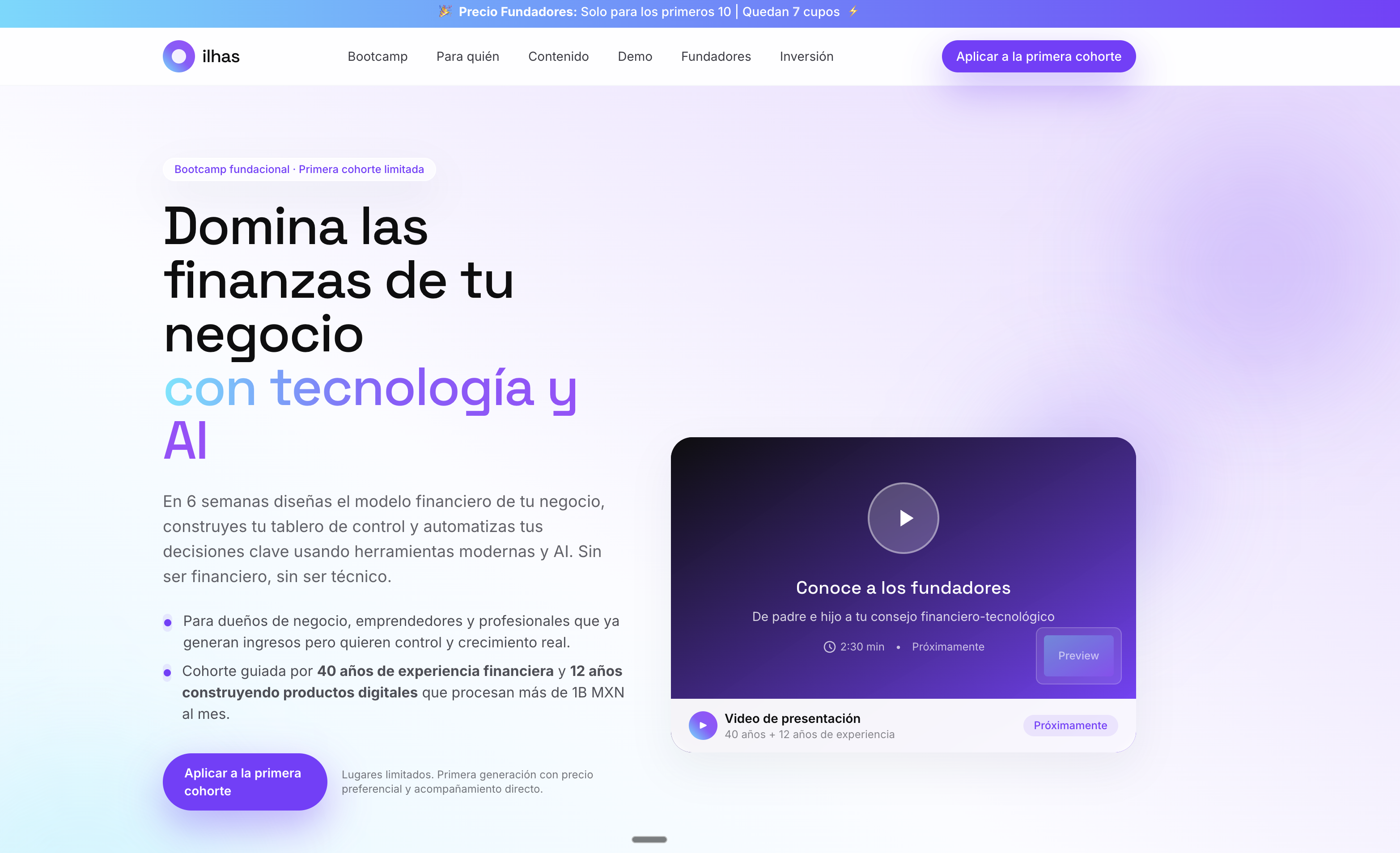 Ilhas Finance website